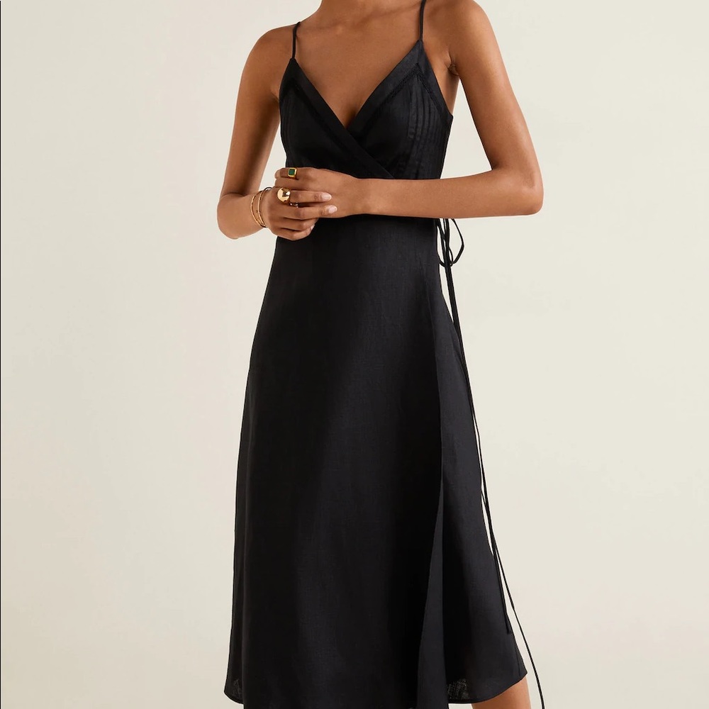 NWT! Mango linen wrap dress